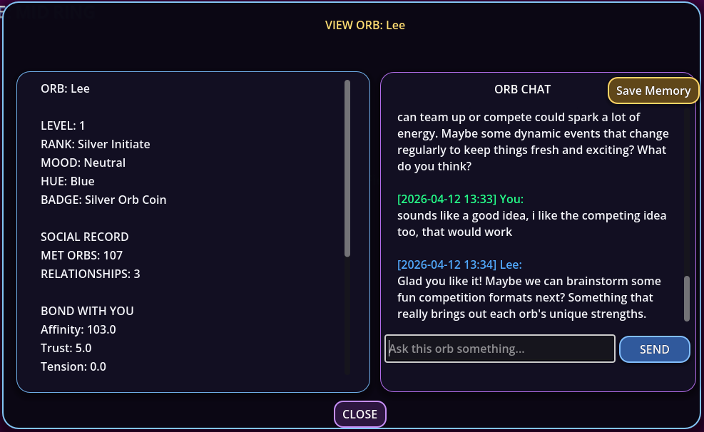 Orbhue interaction chat panel